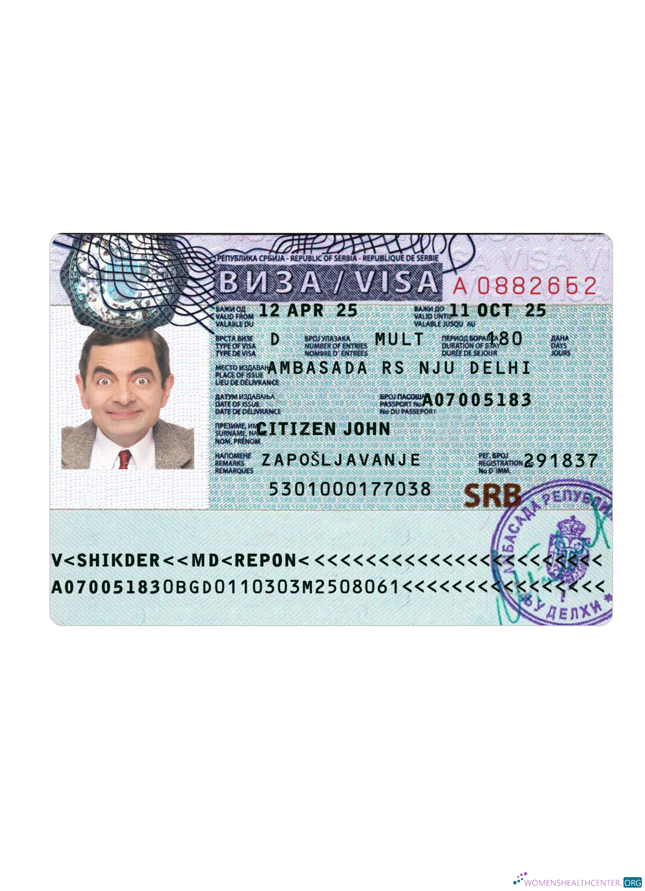 Download Serbia visa 2025 present Photoshop template